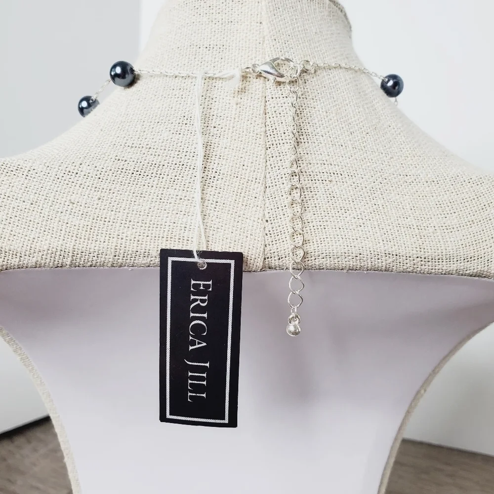 ERICA‎ JILL PEARL NECKLACE CHOKER SILVER NEW